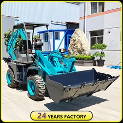 Backhoe Loader Small Excavator Loader 1000KG Hydraulic Articulated Front End Wheel Backhoe Loader Dual-Purpose