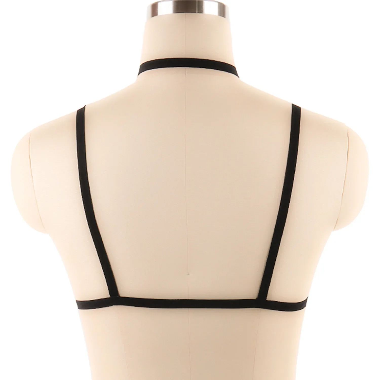 Women Sexy Strap Bra Fashion Solid Color Versatile Hanging Neck Harness Sexy Underwear See-through Mesh Babydoll Brassier Panty