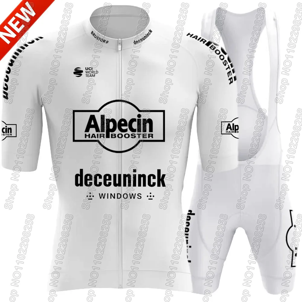 

White Alpecin Deceuninck Team 2025 комплект велосипедного трикотажа, одежда для велосипеда, рубашки для шоссейного велосипеда, костюм, шорты нагрудник для велосипеда, MTB Ropa Maillot