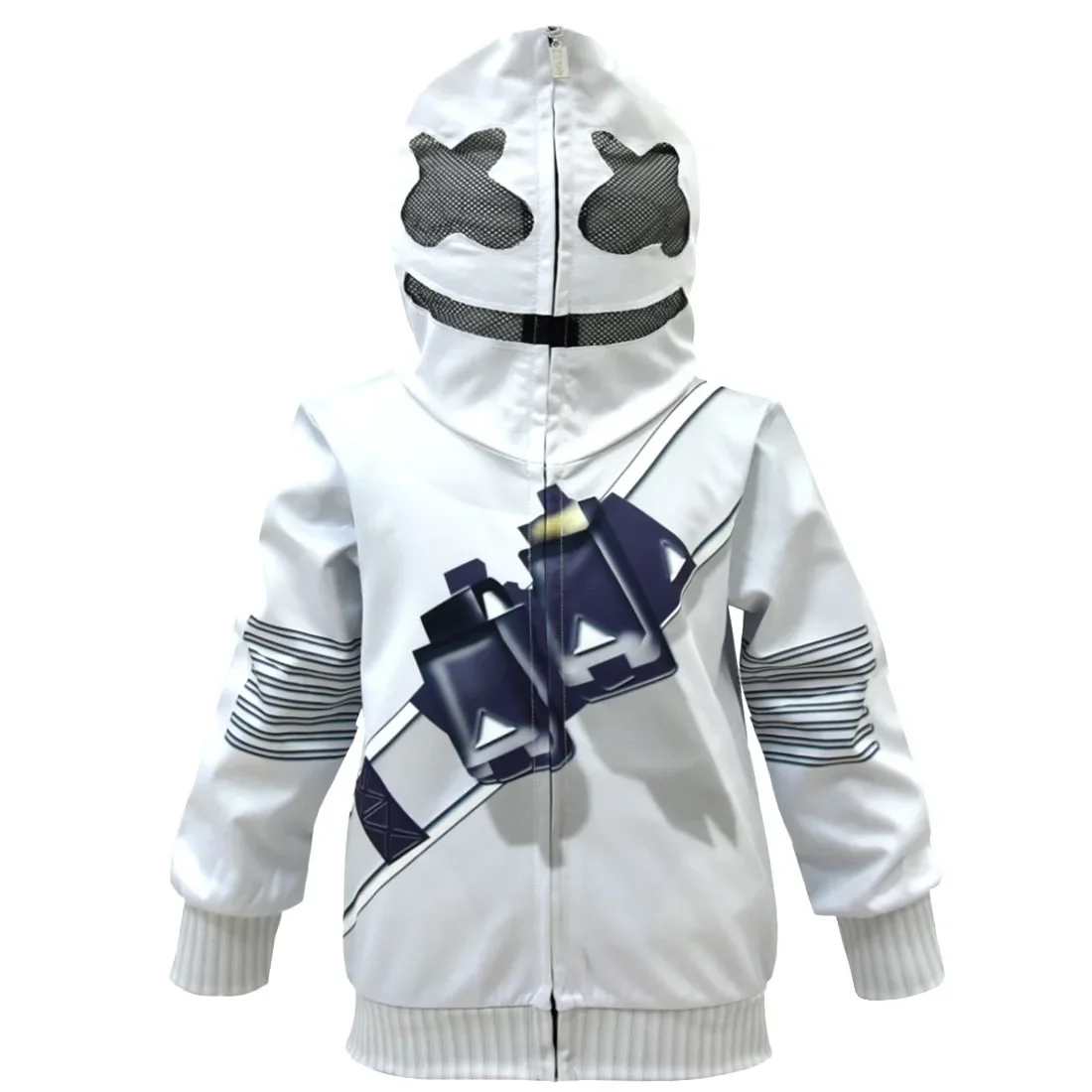 Disfraz de Cosplay para niños, disfraz de DJ Marshmello, traje para niños, jersey blanco con estampado 3D de Halloween, pantalones, disfraz de fiesta