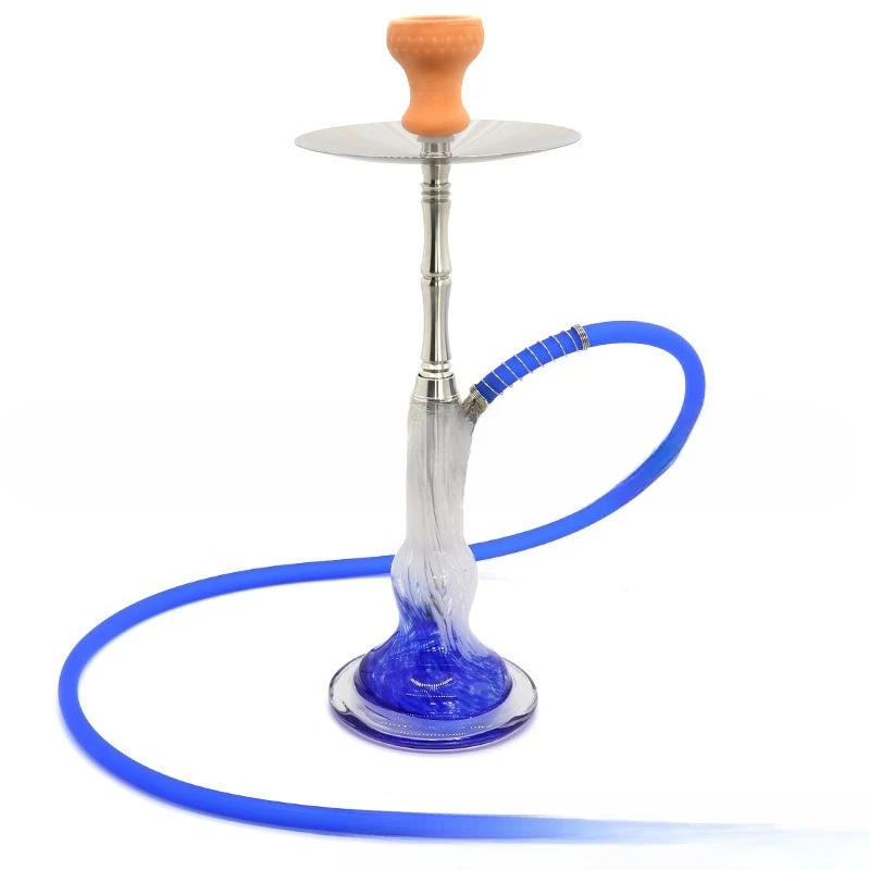 Stainless steel blue glass hookah accessories silicone hose