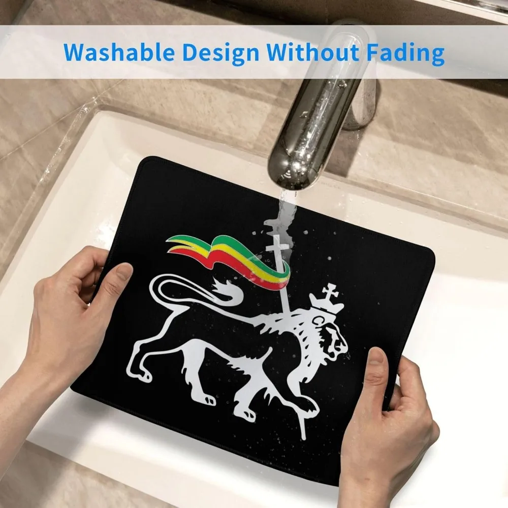 Circular Rubber Mousepad with Brown Lion Face Painting Fashion Design, 20cm