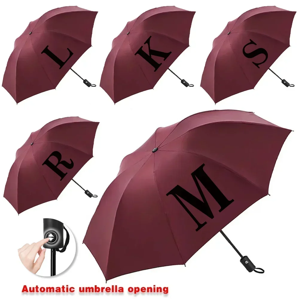 

Automatic Umbrella Portable Sunshade Rain Umbrellas Rubber Alloy Handle Foldable Dual Travel Essential Black Letter Sun Rain