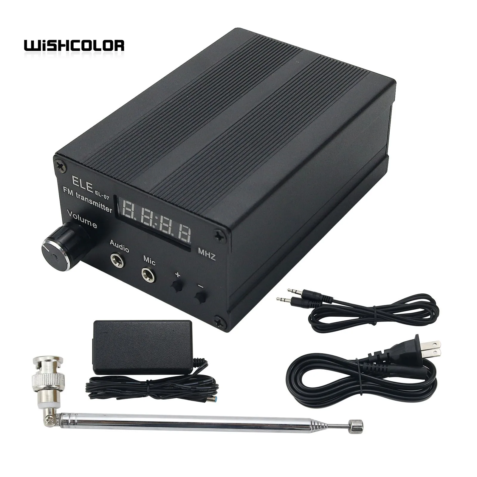 500MW 5W Stereo FM Transmitter Wireless Radio Transmitter Power Adjustable With Telescopic Antenna Audio Cable