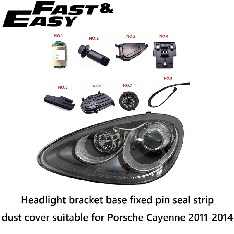 Headlight Bracket Base Fixed Pin Sealing Strip Dust Cover Breathable Cover DRL Module Suitable for Porsche Cayenne 2011-2014
