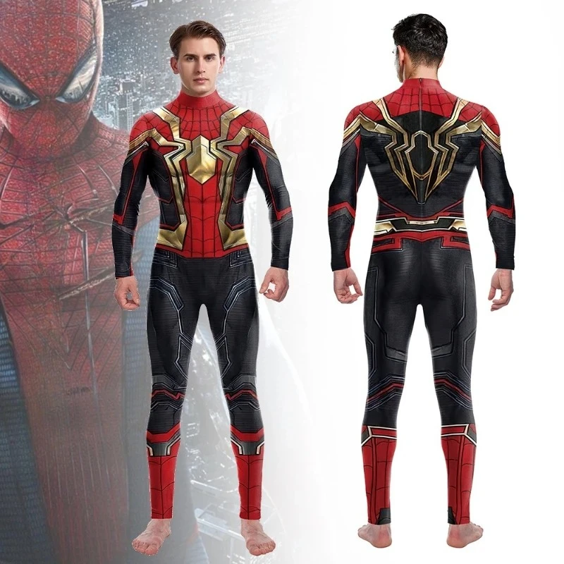 

Red & Gold Form-Fitting Cosplay Bodysuit - Full-Body Printed Jumpsuit with Metallic Accents, for Role-Play & Themed Events