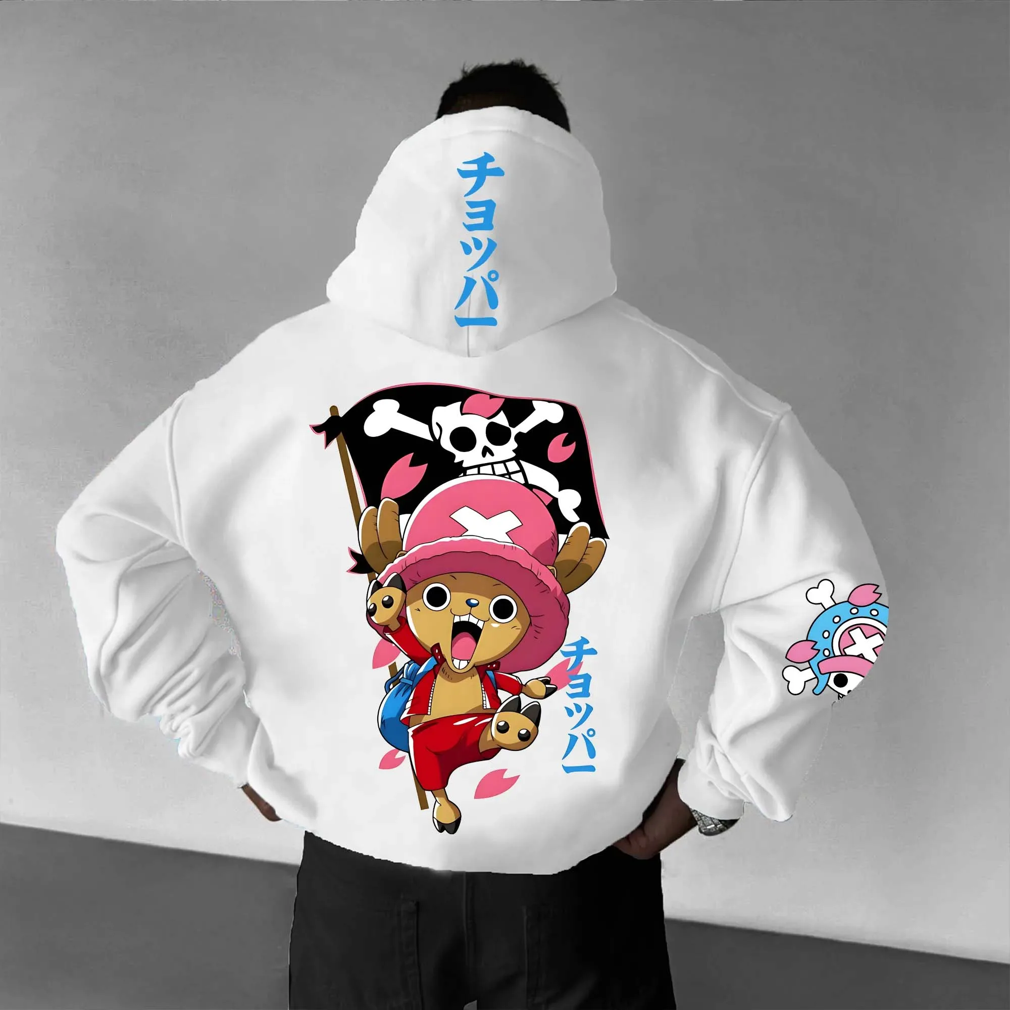 

New Bandai Genuine High Quality ONE PIECE Luffy Printed Cartoon Large Size Men's Hooded Sweater Outdoor Casual Loose Top