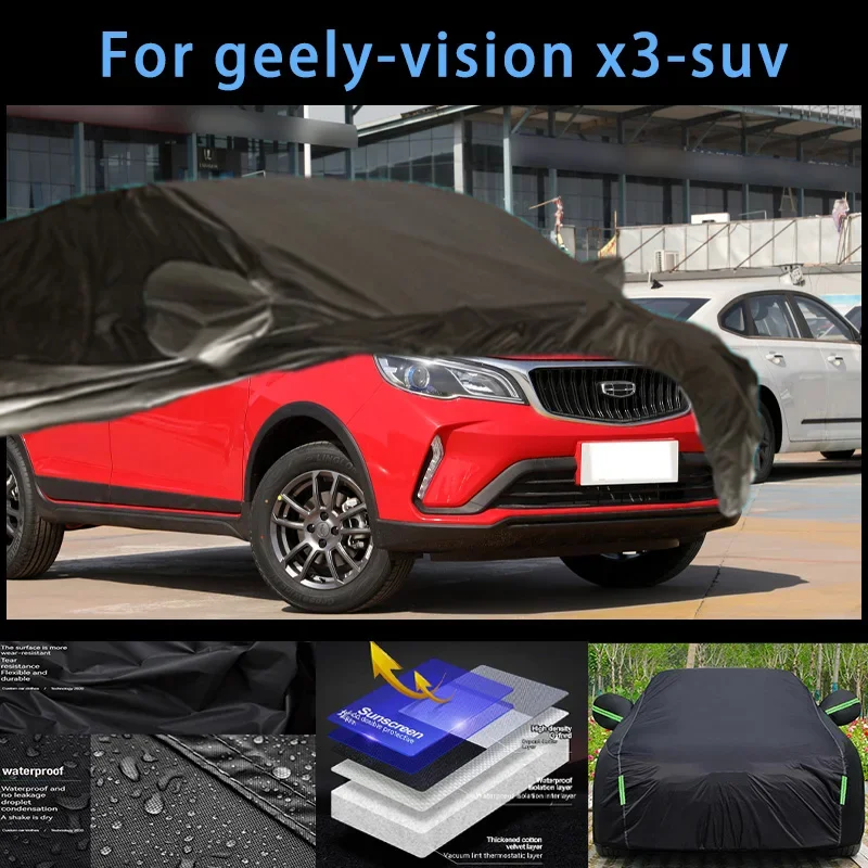 

For geely-vision x3-suv Outdoor Protection Full Car Covers Snow Cover Sunshade Waterproof Dustproof Exterior Car accessories