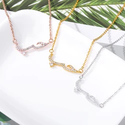 Luxury Shiny Crystal Arabic Love Pendant Necklace For Women Stainless Steel Chain Fashion Vintage Necklace Jewelry Couple Gifts