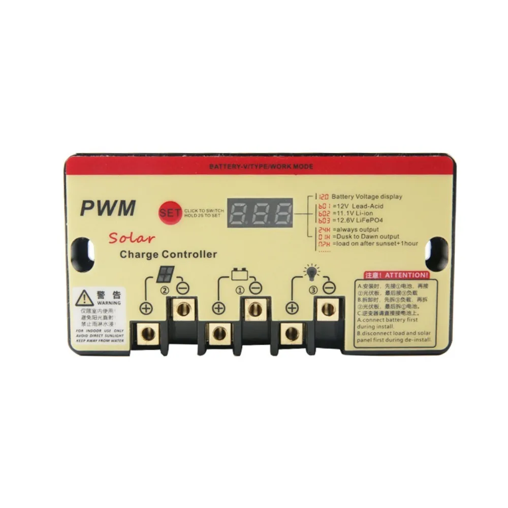 PWM Solar Charge Controller 20A for 3S 6S Lithium Ion, 4S 8S Lifepo4 Battery Solar Charging Regulator