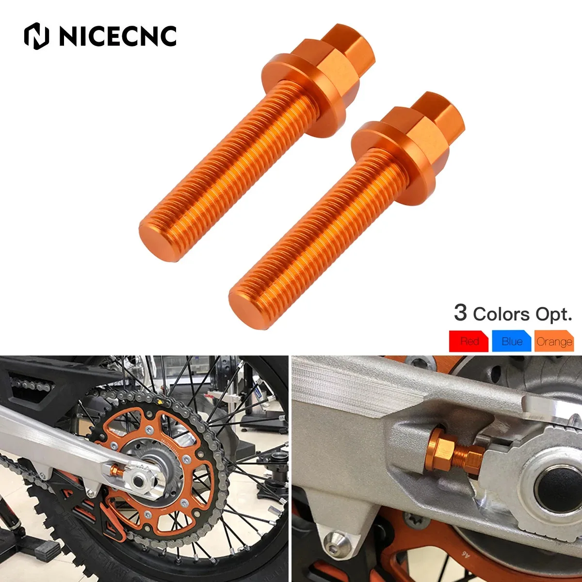 

NICECNC M10 Rear Axle Blocks Chain Adjuster Bolt For KTM DUKE 790 690 2004-2023 Husqvarna 701 Enduro Supermoto GasGas 700 ES SM