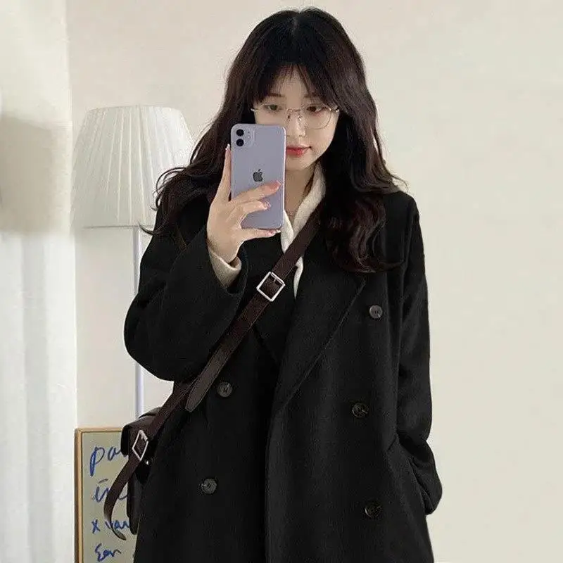 

Women Coat Winter Jacket Fashion Lapel Double Breasted Loose Warm Trench Coats for Women Clothing Streetwear Loose Long Jackets