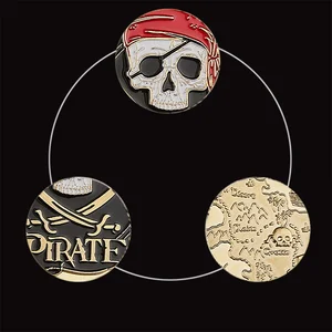 Moeda de tesouro de ouro do navio pirata do crânio, Leão do mar, Correndo Selvagem Colecionável, Moeda Companheira 12 principais vendas barco da moana - №7