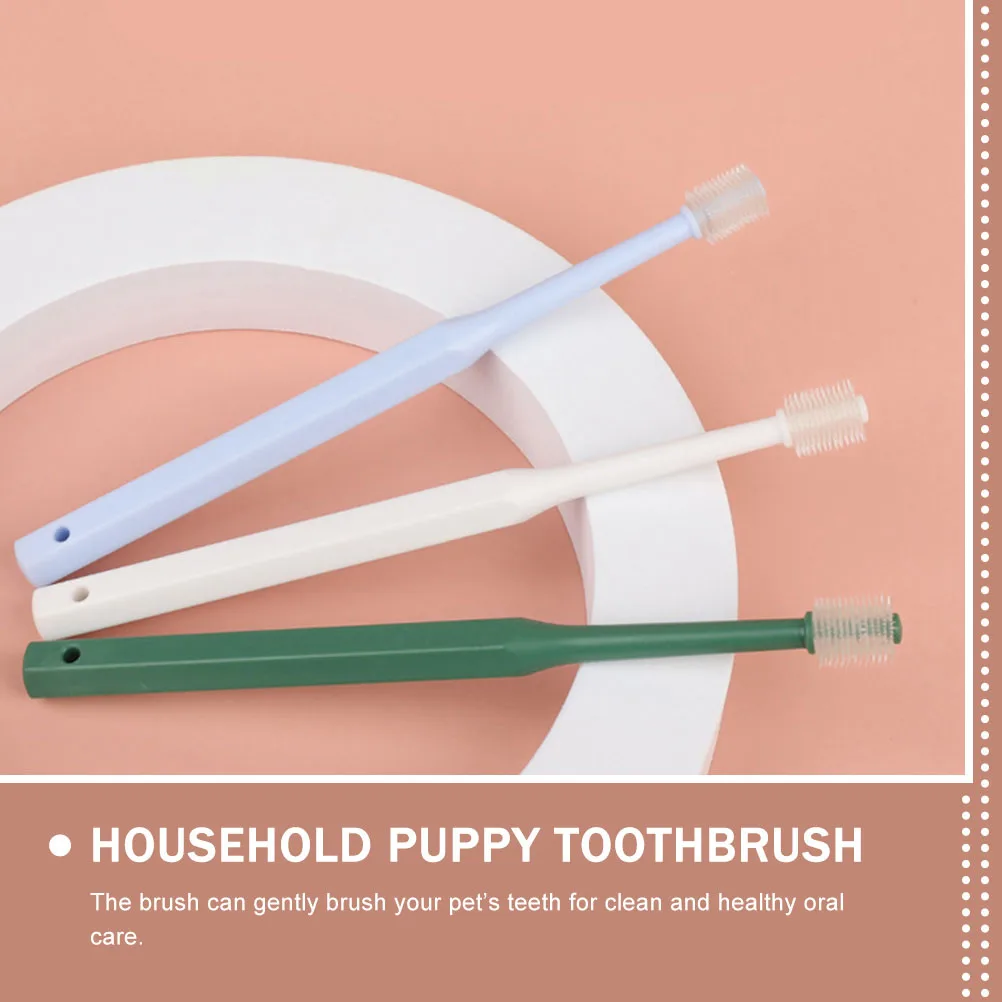 

4pcs Pet Toothbrush Dog Cat Oral Care Grooming Lightweight TPE Brush Dual Sided Portable Dental Cleaning Tool for Small Medium