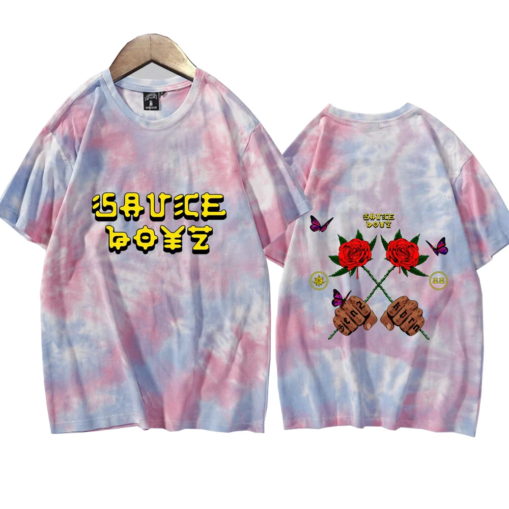 Eladio Carrion Sauce Boyz 2024 Tie Dye Shirts  Man Woman Harajuku Summer Casual Tee Tops Regular Tops Unisex Oversize