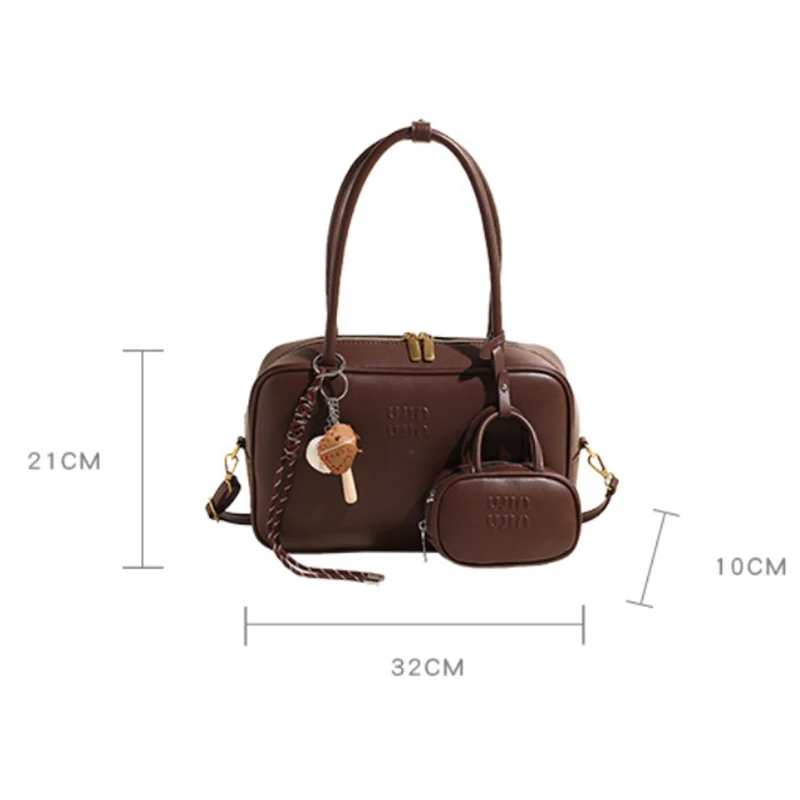 Retro Large Capacity Bag With Pouch Female 2024 New Autumn Work Commuter Handbag Pillow Bag Women\'s Shoulder Messenger Bag