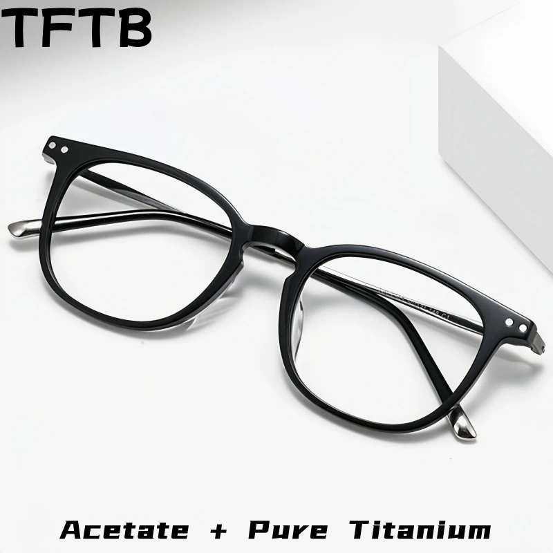 

TFTB Retro Oval Men and Women Luxury Acetate Eyeglass Frame ultra light Fashion Pure Titanium Optical Prescription Glasses GG505