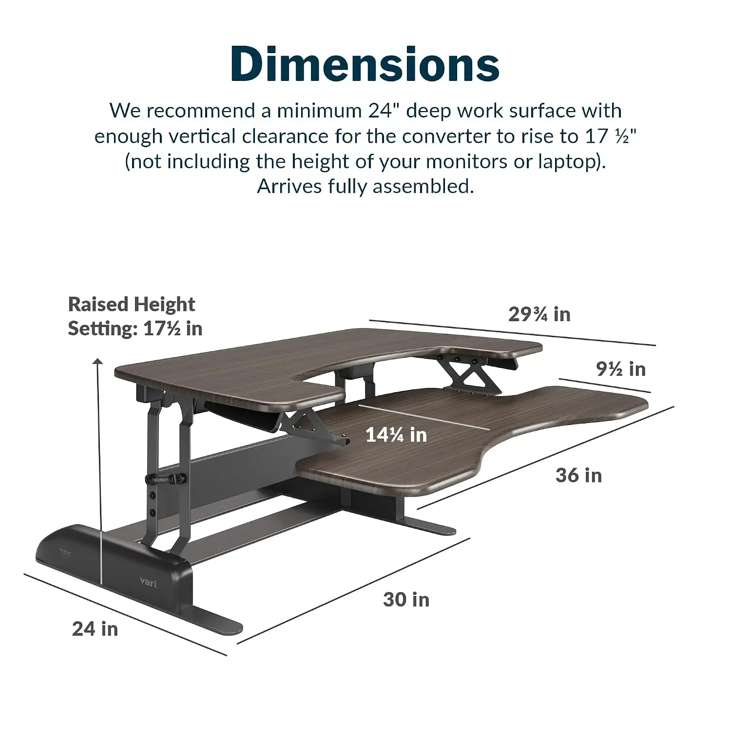 Standing Desk Converter Spring-Loaded Lift Espresso 36 Inch, Customized