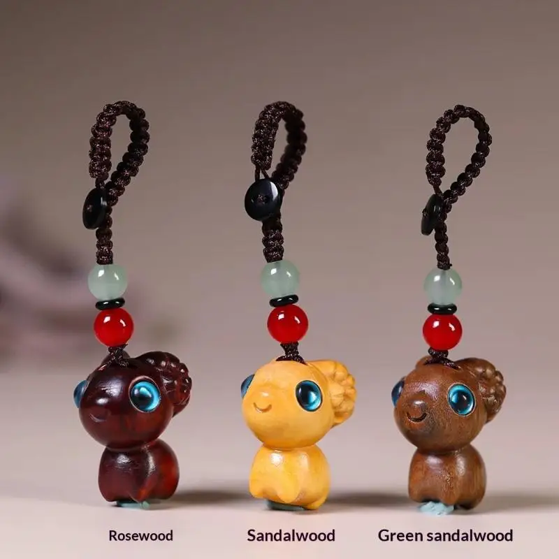 Sandalwood Sheep Keychain Eco-friendly Natural Material Bag Charm Lightweight Key Accessory Gift for Colleagues Friends
