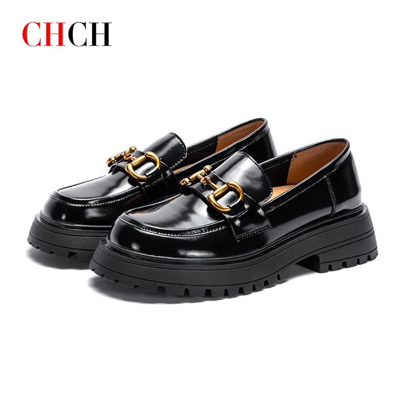 Women Genuine Cow Leather Round Toe Up Spring Autumn Chic Female Platform Derby Shoes Casual Ladies Flats Casual Shoes