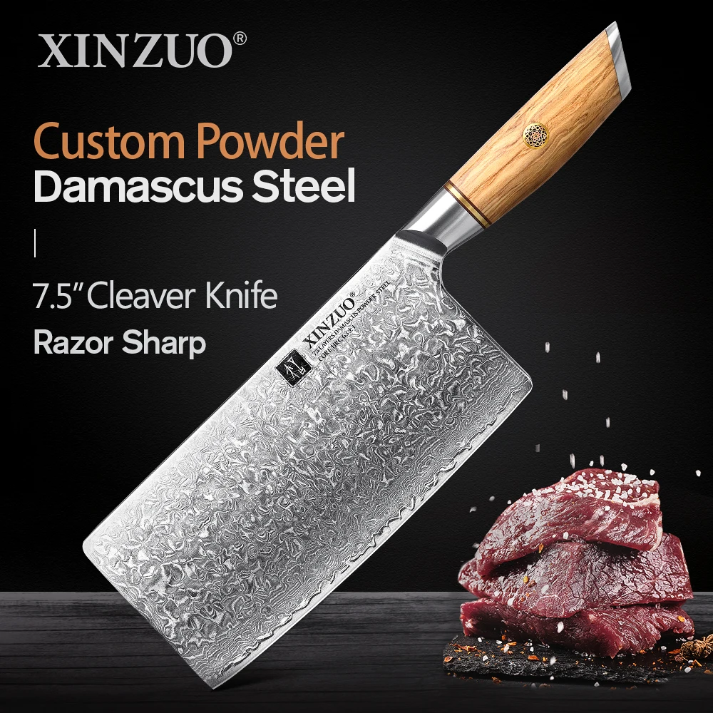 

XINZUO 7.5'' inch Cleaver Knife Kitchen Japanese Damascus Steel Chopping Meat Vegetable Chef Knives Cooking Tool Accessories