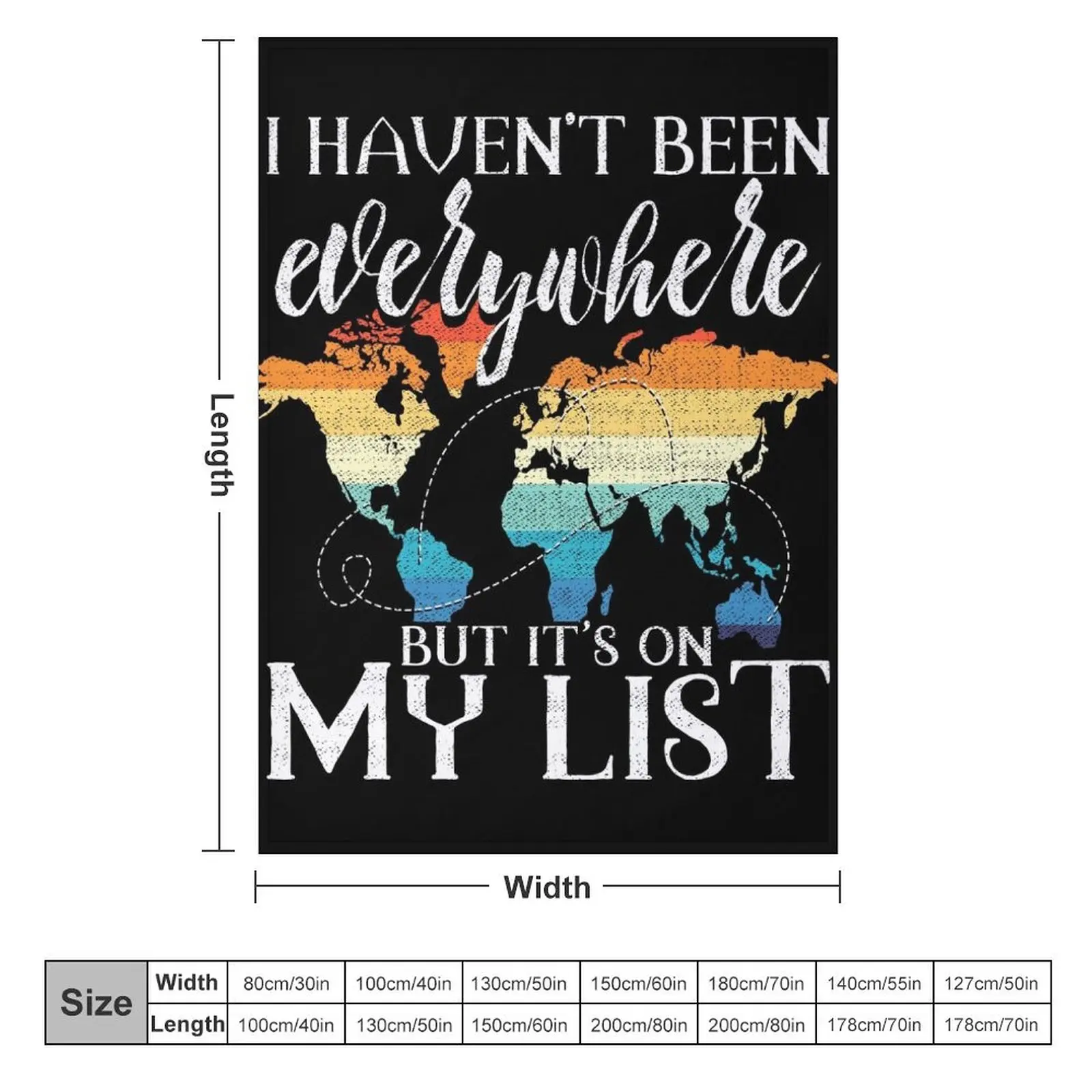 I Haven't Been Everywhere But It's On My List Pun Throw Blanket Sleeping Bag sofa bed Large Tourist Blankets