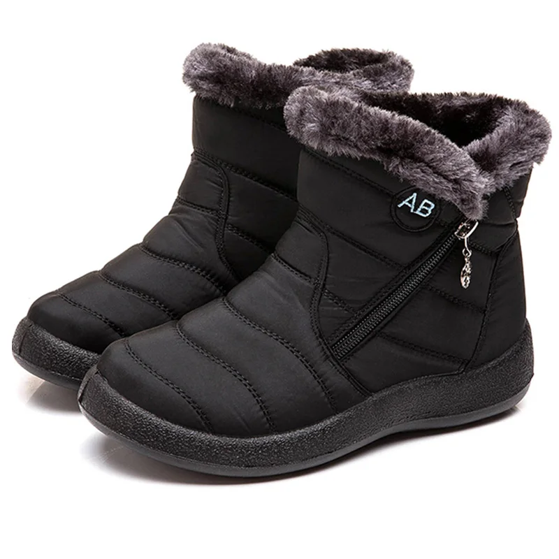 Boots Women Snow Fashion Boots For Women Zipper Platform New Shoes Woman Waterproof Ankle Boots Fur Botas Mujer Winter Footwear