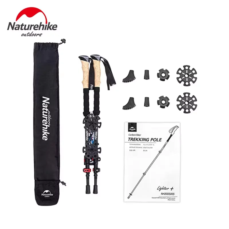 Naturehike Trekking Poles 2pcs Carbon Fiber Folding Hiking Stick Collapsible Telescopic Sticks Trekking Stick Hiking Poles