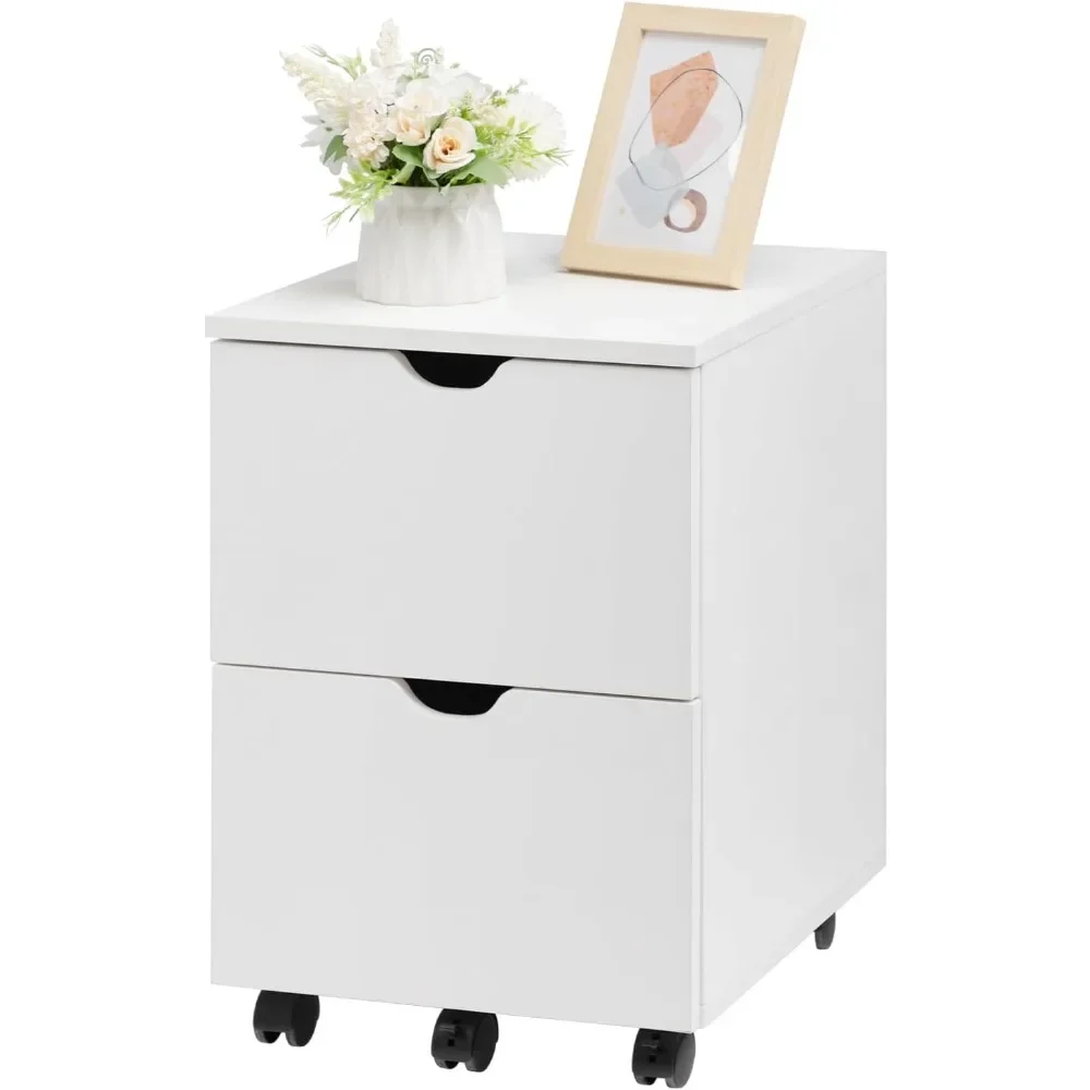 

2 drawer movable wooden file cabinet, rolling file cabinet under office desk, rolling printer bracket, suitable for A4