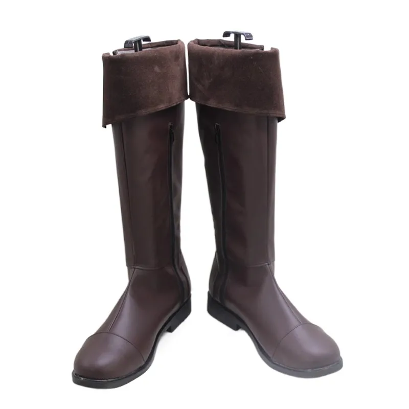 Anime Eighty Six Shinei Nouzen Cosplay Sapatos Botas de couro artificial marrom para homens e mulheres