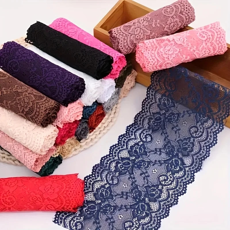 Size 1 Luxury Thickened Soft Elastic 15CM Wide Lace Trim - Perfect for DIY Craft and Sewing - Ideal for Underwear, Skirts and Dresses - High Quality Fabric with Delicate Lace Ribbon Design