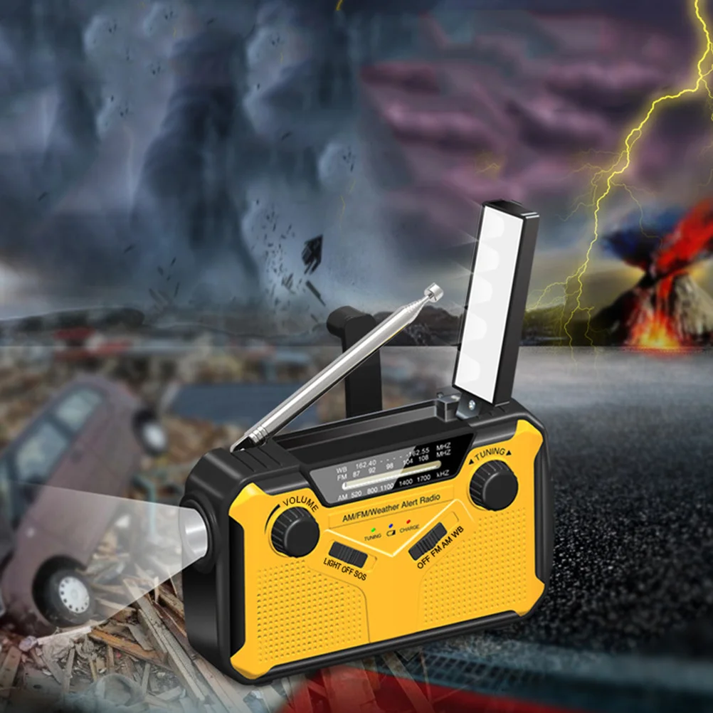 

Portable Emergency Solar Radio Device Compact Size for Camping Hiking Travel Multiple Functions 4 Charging Methods Flashlight