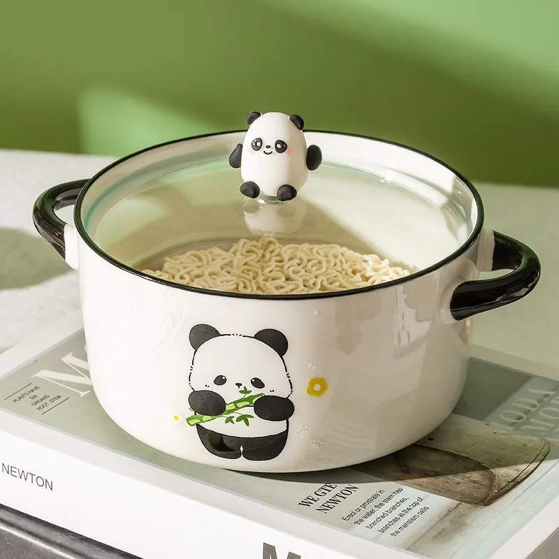 Household Japanese-style Cartoon Panda Instant Noodle Bowl Creative Cute Ramen Cups Student Dormitory Meal Noodle Bowl Tableware