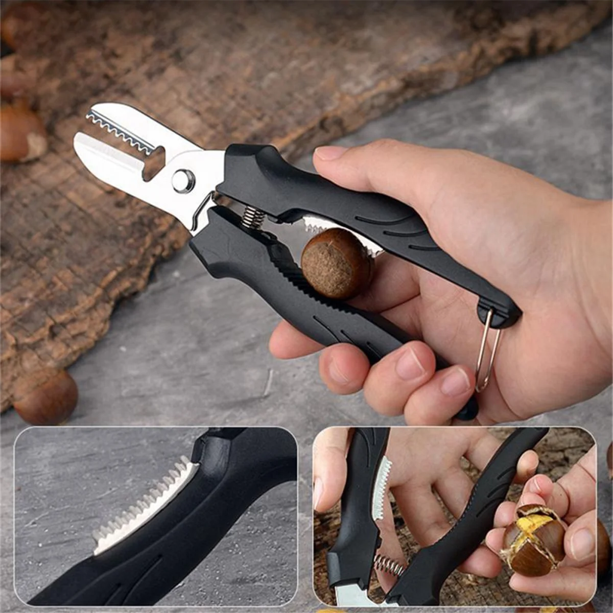 Multipurpose Chestnut Clip Easy to Clean Chestnut Kitchen Bar Supplies Chestnut Scissors with Lock Design Nut Tool,Brown image 4