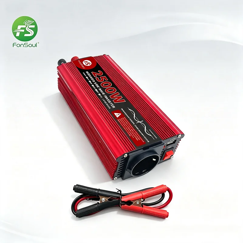 Fonsoul Modified Sine Wave Inverter 12V DC to AC 220V 2500W Europe Socket USB for Home Emergency Lighting Outdoor