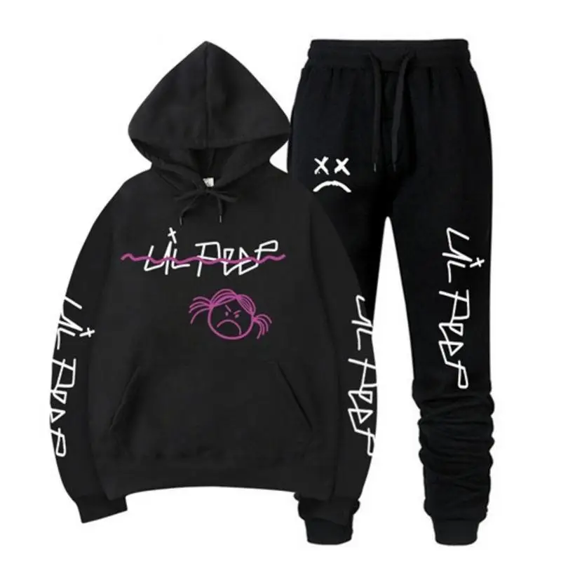 

RIP Lil Peep Hoodie Sweatshirt Sets Men/Women Winter Warm Fleece Hoodies Sweatshirts+Sweatpants Suits Hip Hop Pullover Hooded