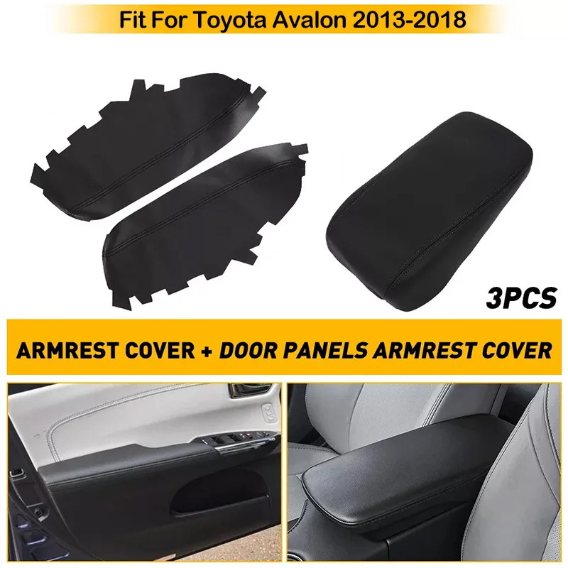 

Для Toyota Avalon 2013-2018 черная крышка центральной консоли автомобиля, подлокотник и крышка дверной панели, кожаная отделка из микрофибры, 3 шт./компл.