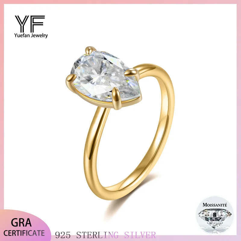 

3ct D Color VVS Moissanite 925 Sterling Silver Ring Jewellery Women Pass Diamond Test GRA For Wedding Party Customization Gift