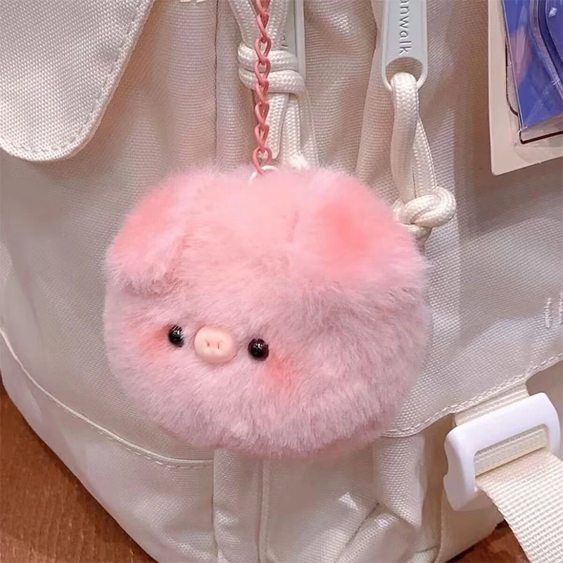 Kawaii Cute Small Pig Head Backpack Pendant Accessories Cartoon Plush Keychains Creative Fashion Car Keychain Pendant Gifts