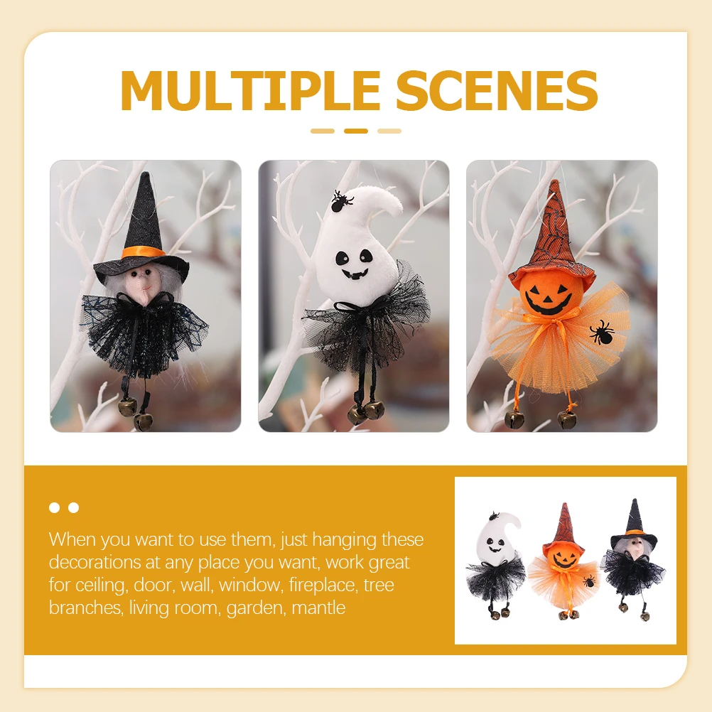 

3 Pcs Halloween Decorations Indoor Pendant Outdoor Pumpkin Statue Ornaments Bride