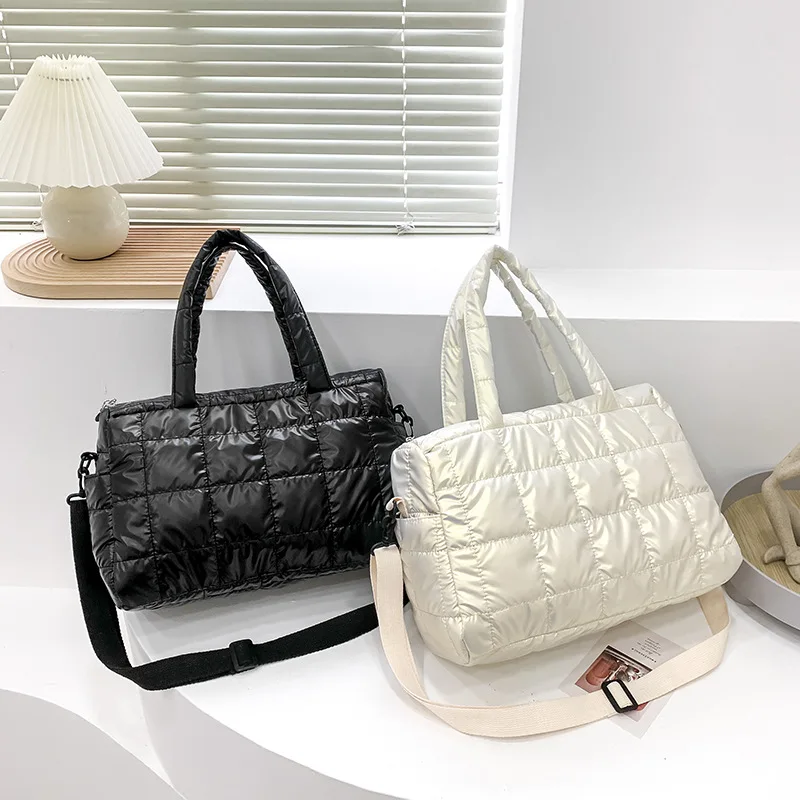 Yogodlns Luxus Raum Gepolsterte Baumwolle Handtasche Große Kapazität Schulter Tasche Wasserdichte Nylon Tasche Reise Unten Umhängetasche Geldbörse Bolsa – Detail 25