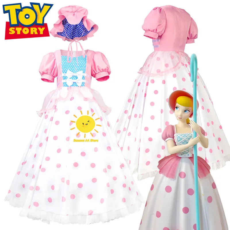 Beast Kingdom Anime Bo Peep Cosplay Toy Story Cosplay Kostuum Roze Witte Jurk Hoed Bo Peep Halloween Carnaval Cos Volwassen Vrouwen