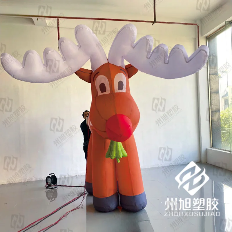 

3m Christmas inflatable reindeer cartoon air model Santa Claus sleigh elk model decorative props