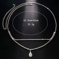 Luxury Rhinestone Double Chain Water Drop Waist Chains Body Jewelry for Women Crystal Body Belly Chain Body Decoration Accessory 2