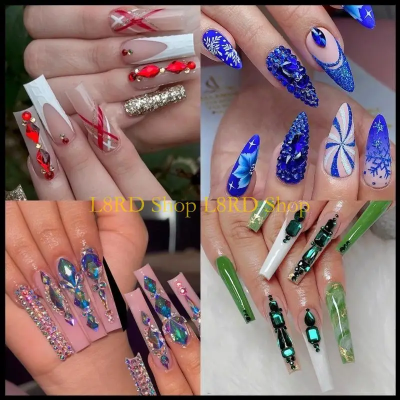 

L8RD Crystal Rhinestones Set Flatback Glass Stones Multi Shapes AB Rhinestones Charms for Nail DIY Crafts