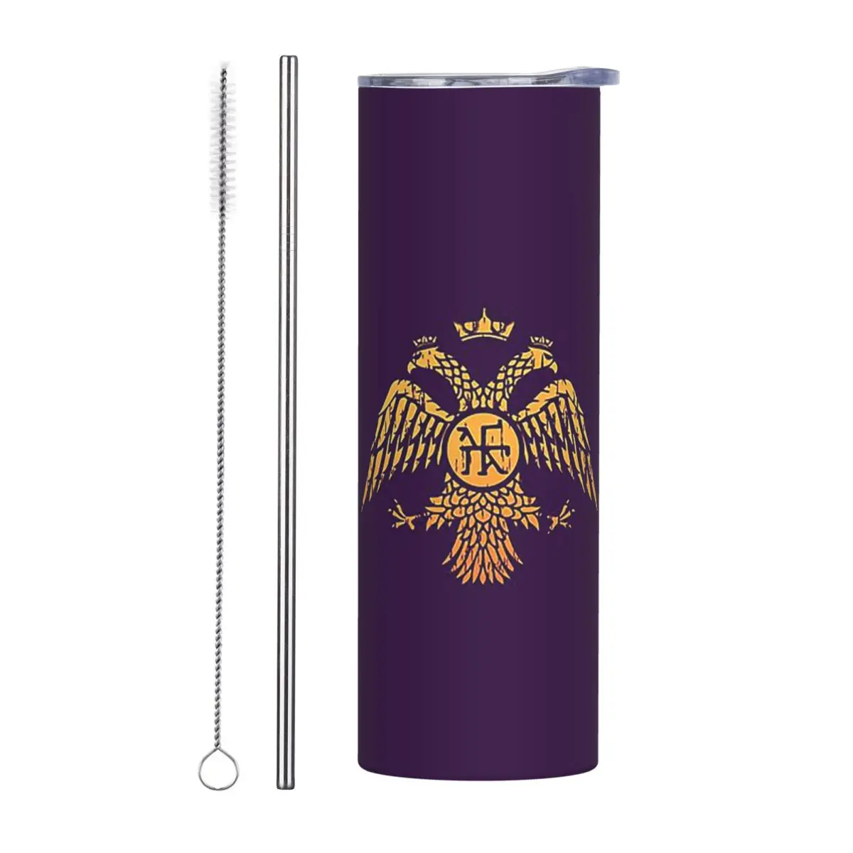 Byzantine Eagle Symbol Flag Stainless Steel Tumbler Vacuum Insulated Mug Thermal Cold Cups Straw With Lid 20oz