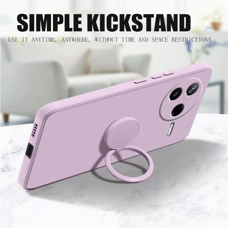 Funda para Xiaomi Poco F7 Pro, Funda de silicona líquida con soporte de anillo, carcasa de teléfono para F6 F5, Funda trasera a prueba de golpes