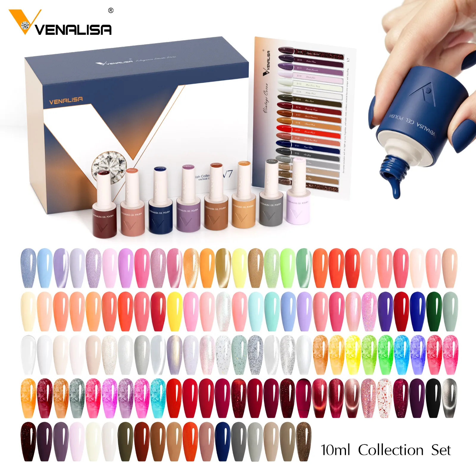 VENALISA VIP Kit 10ml Nail Gel Polish HEMA TPO FREE Gorgeous Colors Professional Top Coat Long-lasting Gel Varnish Color Display