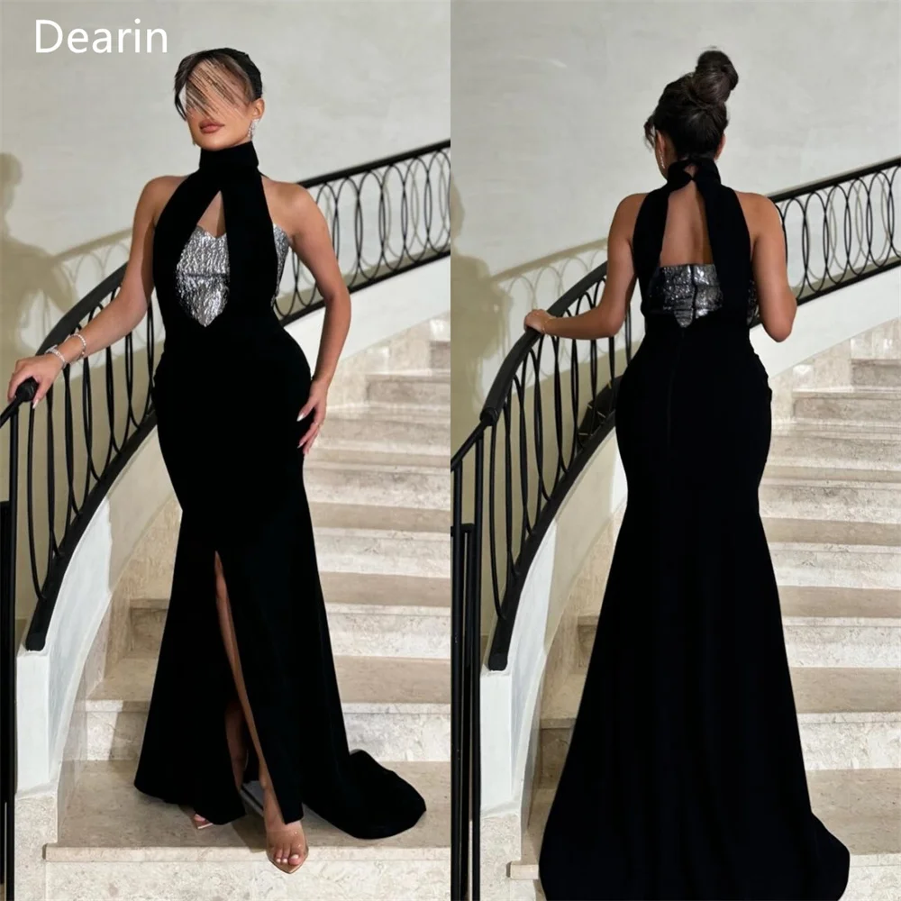 

Customized Formal Gown Evening Prom Dress Dearin High Collar Mermaid Floor Length Skirts Draped Sleeveless Bespoke Occasion Dres