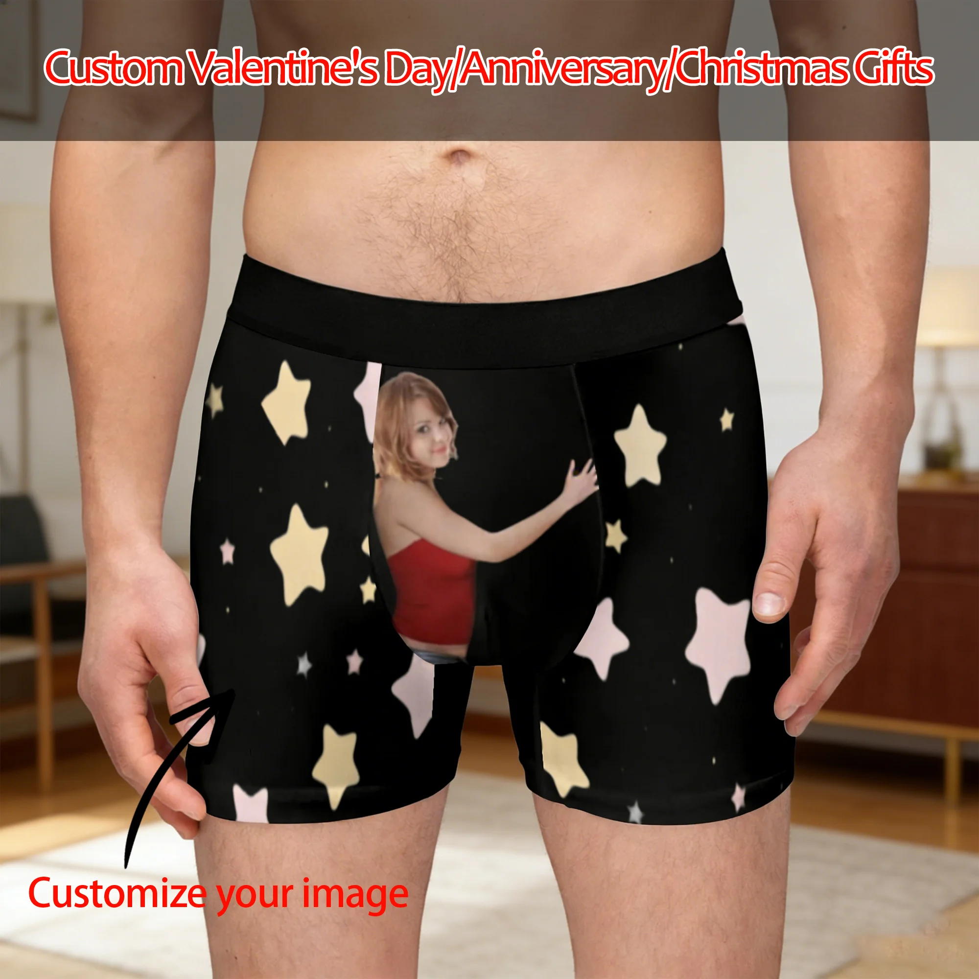 Personalized Face Boxer Briefs, Custom Photo Underwear, Anniversary Gift for Him